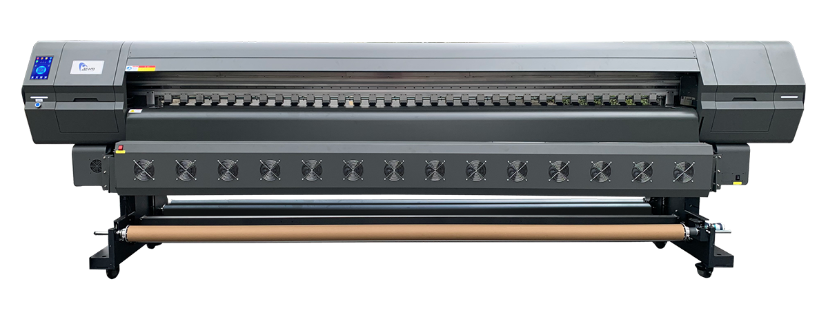 Allwin C8 PRO 512i 3.25 meter 8 head KM512i solvent printer front view Allwin C8 PRO 512i 3.25 meter 8 head KM512i solvent printer front view