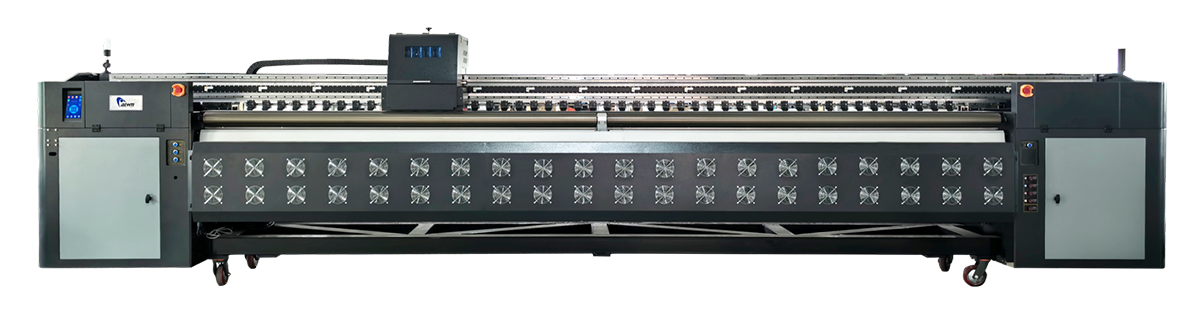 Allwin E530-8H 5.3 meter giant solvent printer with 8 Konica heads front view Allwin E530-8H 5.3 meter giant solvent printer with 8 Konica heads front view