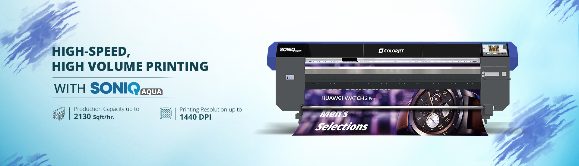 ColorJet SoniQ Aqua flex printing machine with Konica Aqua 6pl heads ColorJet SoniQ Aqua flex printing machine with Konica Aqua 6pl heads