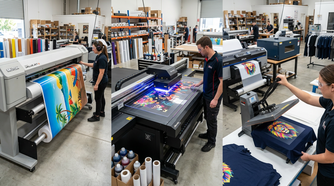 Flex printing vs UV printing vs DTF comparison
