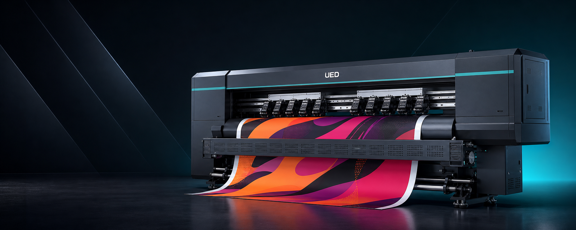 UED Sentinel F3248 Solvent Printer (KM512i, 3.2m, 4/8 Heads) UED Sentinel F3248 Solvent Printer (KM512i, 3.2m, 4/8 Heads) - UED wide-format printing machine