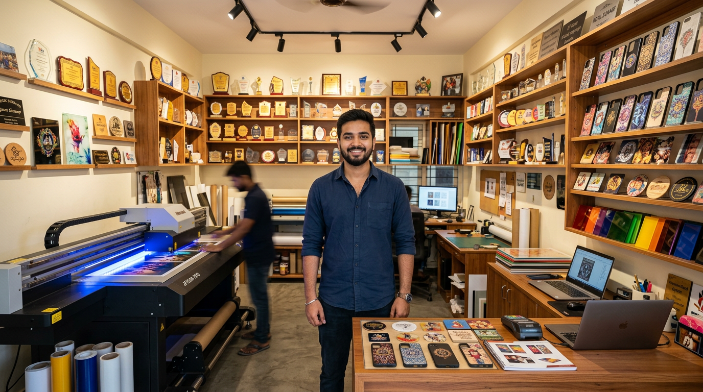 UV printing business India startup studio equipment