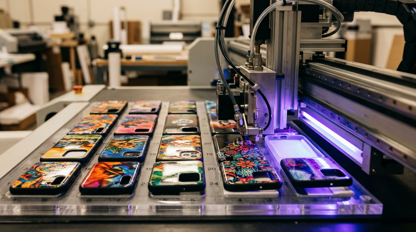Phone case printing business UV machine jig production