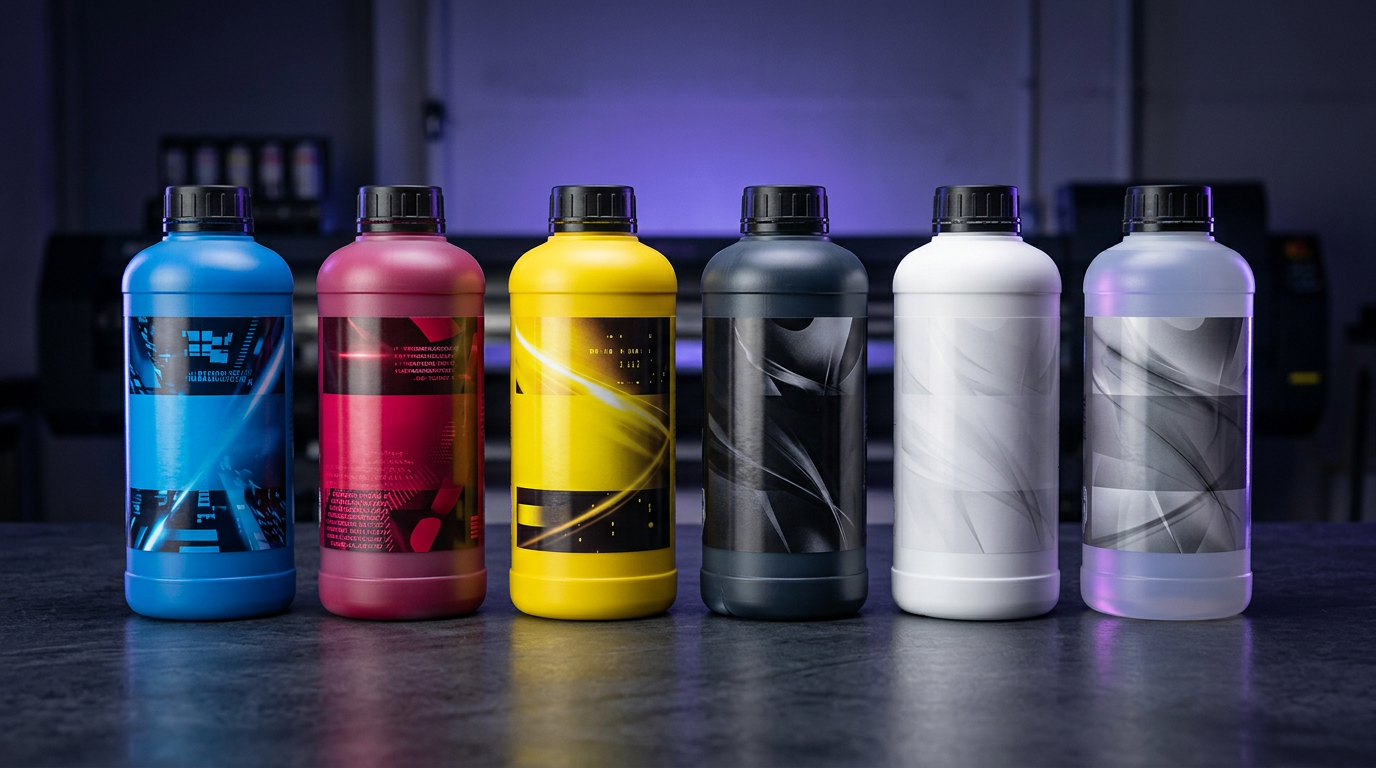 UV printing ink bottles CMYK white varnish price guide India