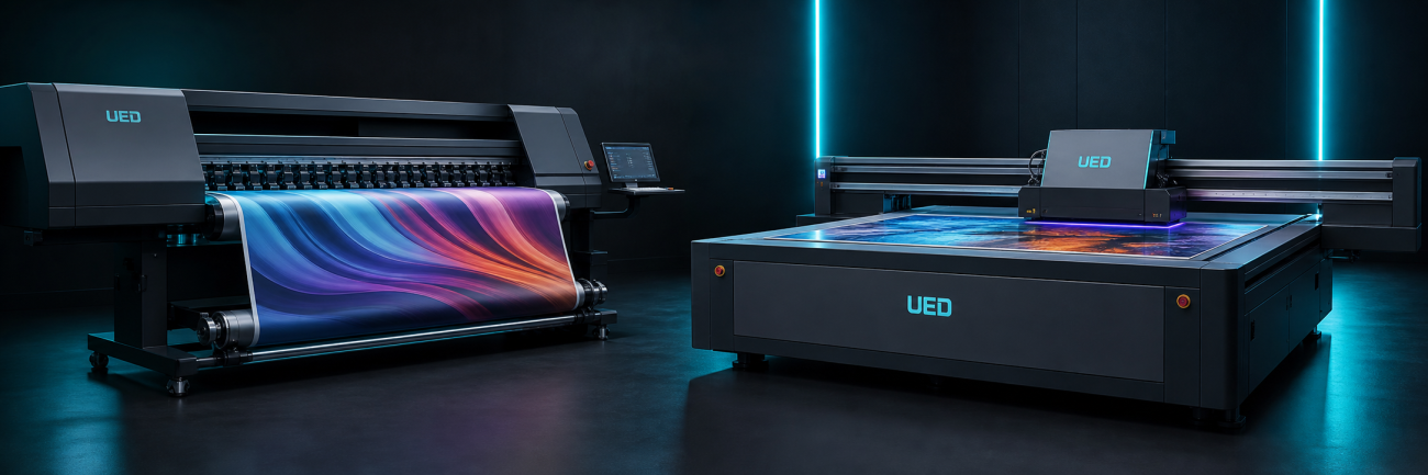 UV Roll-to-Roll vs UV Flatbed Printer banner